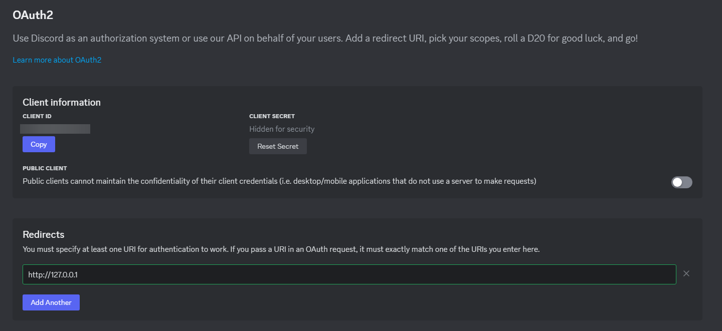 paramètres OAuth2